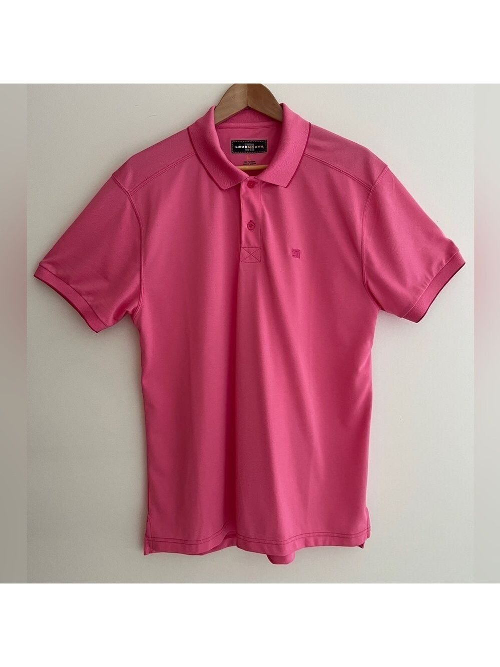 LOUDMOUTH Pink Pique Polo Short Sleeve Golf Shirt Athleisure Casual Preppy